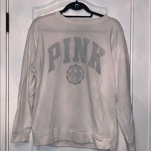 LOVE PINK CREWNECK WHITE SWEATSHIRT